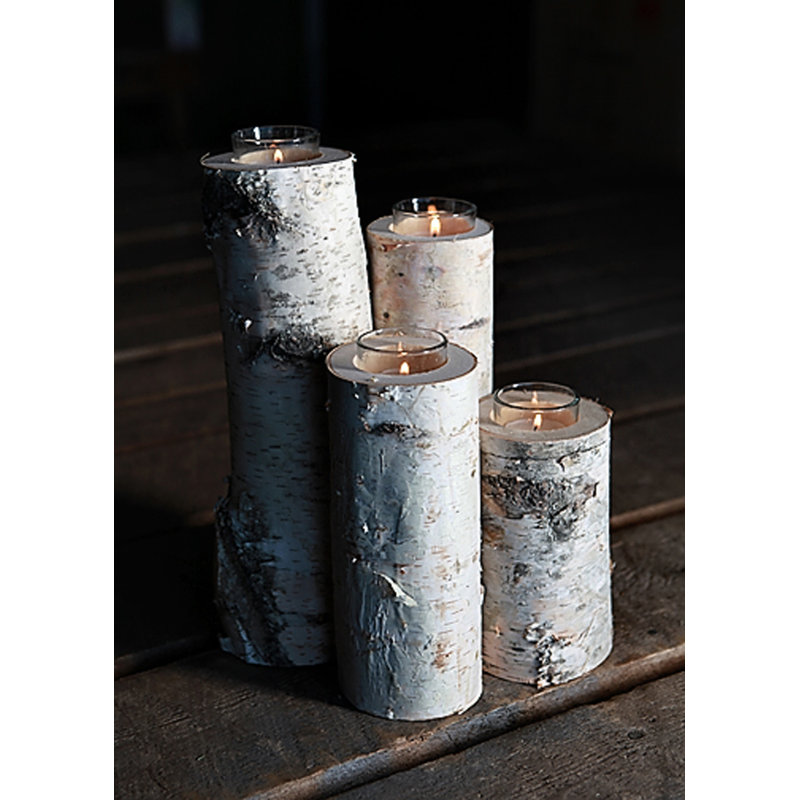 Millwood Pines Birch Candle 4 Piece Wood Votive Holder Set Wayfair